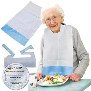Esslätzchen, Auffangbeutel, 66 x 37 cm, blau/weiß Pack à 50 Stück