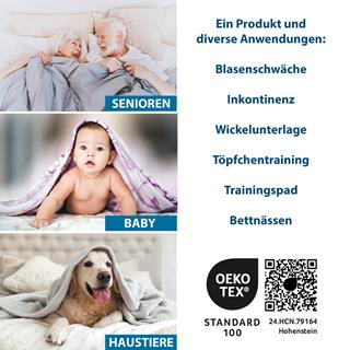 Waschbare Krankenunterlagen / Inkontinenzunterlagen in 3 Größen