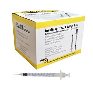 Insulinspritzen U100 + Kanüle, 29Gx1/2, steril, Pack à 100 Stück