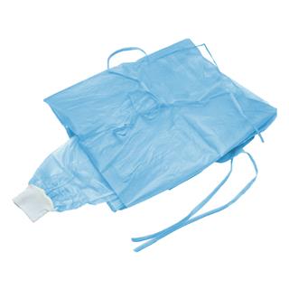 Vlies-/Hygienekittel blau, 28gr, mit PE-Beschichtung und Bündchen, ca. 115 x 138cm, Pack à 10 Stück