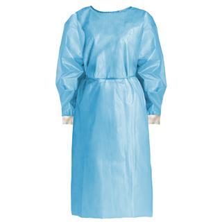 Vlies-/Hygienekittel blau, 28gr, mit PE-Beschichtung und Bündchen, ca. 115 x 138cm, Pack à 10 Stück