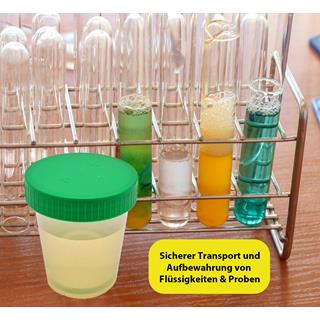 Urinprobenbecher 125ml, mit grünem Schraubdeckel