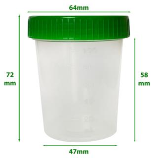 Urinprobenbecher 125ml, mit grünem Schraubdeckel