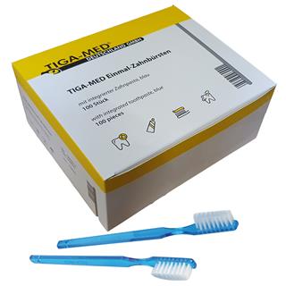 Zahnbürsten mit integrierter Zahnpasta, blau Pack à 100 Stück