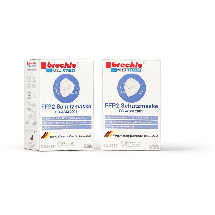 FFP2-Maske, in Deutschland produziert, TÜV-zertifiziert, Pack à 5 Stück