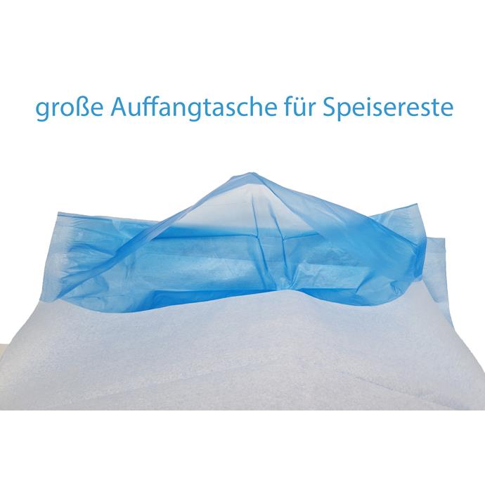 Esslätzchen, Auffangbeutel, 66 x 37 cm, blau/weiß Pack à 50 Stück