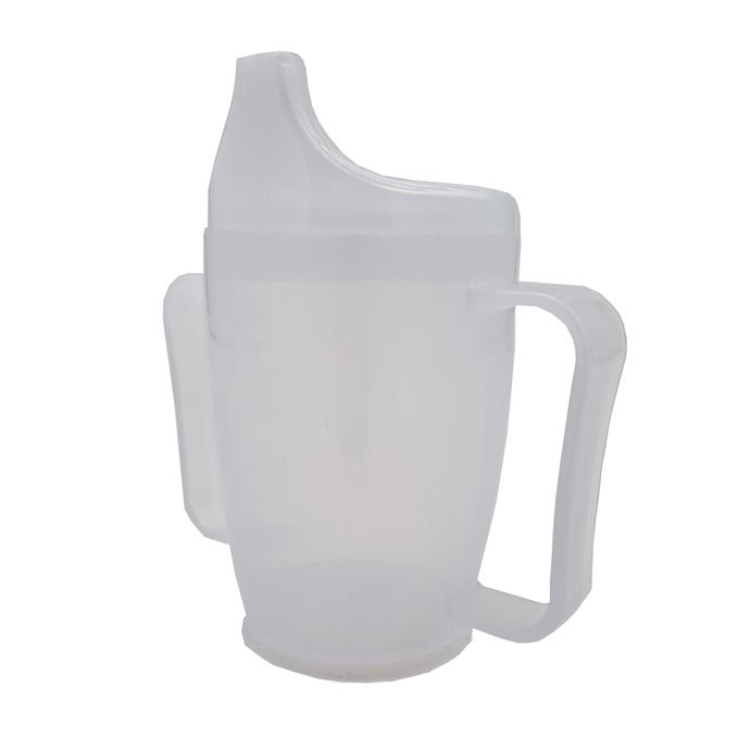 Trinkbecher mit 2 Griffen, 280ml, Doppeldeckel-System für Flüssigkeiten und Brei