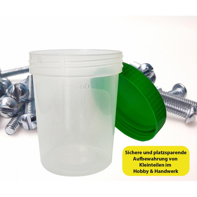Urinprobenbecher 125ml, mit grünem Schraubdeckel