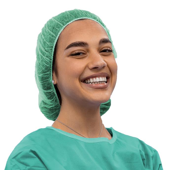 Schwestern-& Patientenhauben,rund,ca.14gr, ca.53cm Pack à 100 Stück