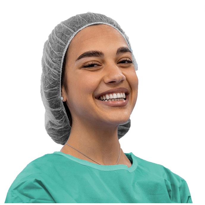 Schwestern-& Patientenhauben,rund,ca.14gr, ca.53cm Pack à 100 Stück